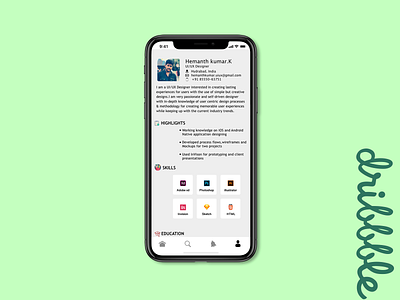 My Mobile App Resume app design xd design
