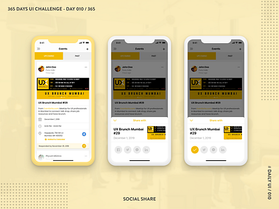 365 DAYS UI CHALLENGE-DAY 010/365 365 days design challenge dailyui010 design event app interaction mobile app share social share uiux ux