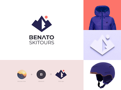 Benato Skitours Logo b b logo branding hill identity logo mountain skating skitours snow sun tour