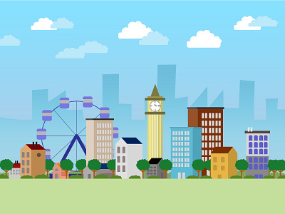 Flat City Design art city design drawing flat design flat illustration graphic design illustration photoshop