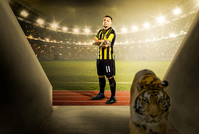 Ittihad Tiger Key Visual artwork concept creative photomanipulation photoshop post production retouching soccer tiger visual