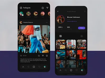 Instagram dark visual v.2 account app application clean design instagram ios mobile profile social ui user user interface ux
