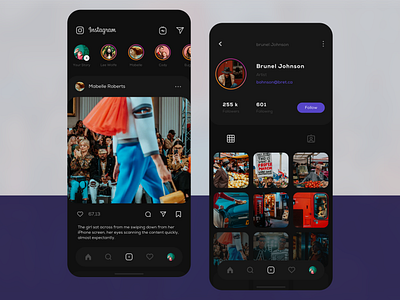 Instagram dark visual v.2 account app application clean design instagram ios mobile profile social ui user user interface ux