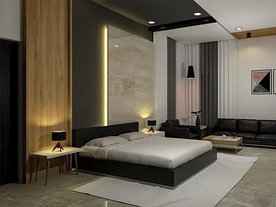 Modern Bedroom Rendering. 3D Rendering 3d art 3d artist 3d render 3d rendering cg pushparaj8683 realistic 3d renderhub renders