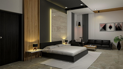 Modern Bedroom Rendering. 3D Rendering 3d art 3d artist 3d render 3d rendering cg pushparaj8683 realistic 3d renderhub renders