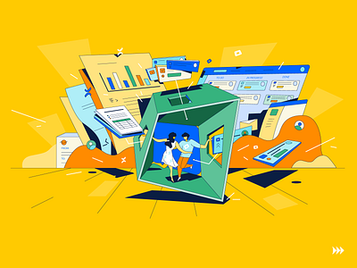 Blog post illustration blog confluence data funny illustration integration jira marketing vector