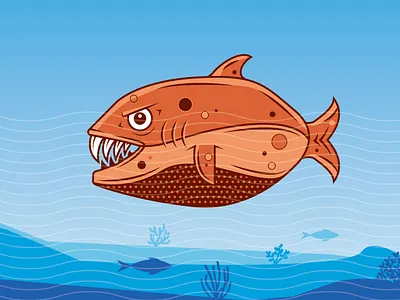 Fish Monster character deep ocean fish drawing game design gaming piranha sharp teeth