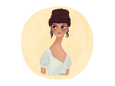 Pride and Prejudice - Elizabeth Bennet book cinema classics cute elizabeth bennet girl character girl illustration illustration portrait pride and prejudice warm colors white dress woman