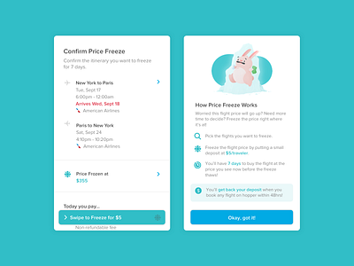 Price Freeze bunny deals design freeze illustration mobile newfeature price product travel ui