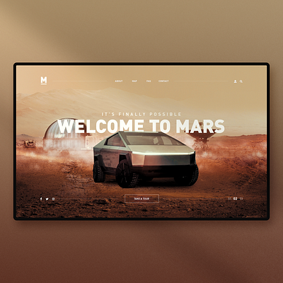 Destination Mars landing page concept cybertruck graphic design landingpage mars tesla ui ui ux uiux web web design