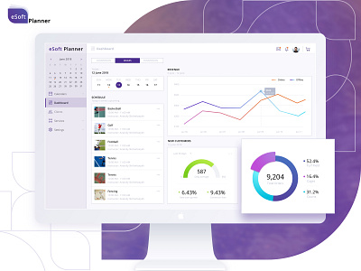 eSoft Planner branding design interface logo mobile ui ux vector