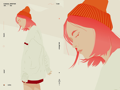 Training abstract composition girl girl illustration hat hipster illustration laconic layout lines minimal orange poster poster art practice