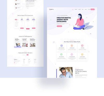 Cogency - SEO / Digital Agency Web UI Design clean color design illustration interface landing typography ui ux web