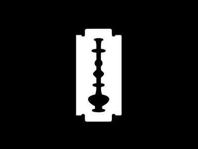 Hookah and barber barbershop blade branding hookah logo