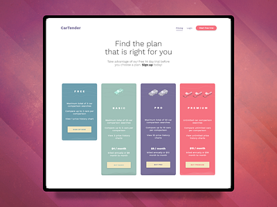 Price Table for Web App auto automotive cars concept design design agency designer price price table pricing pricing page pricing plan pricing table table ui ux web web app web design website