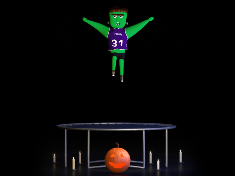 Frankie 🎃 3d candle character cloth frankenstein gif halloween octane otoy pumpkin trampoline