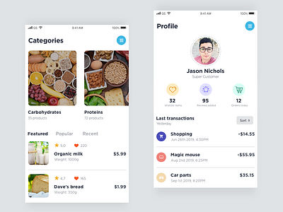 Mobile Profile & Categories app categories design experience experiences interface ios iphone mobile product product design products profile retail ui ux