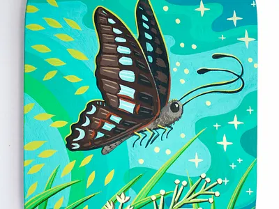 Blue Triangle Butterfly australia butterfly gouache hand painted nature painting susie ghahremani