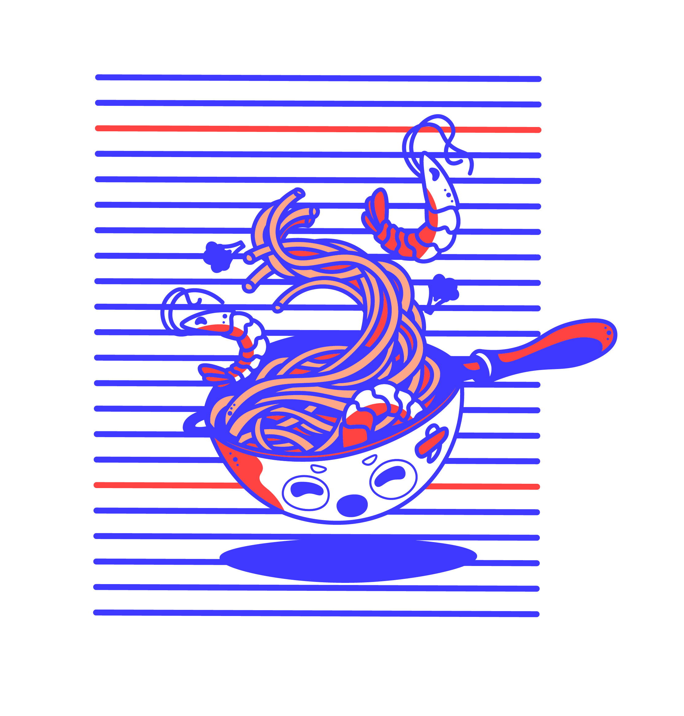 Example of Asian Noodles Vector Illustration