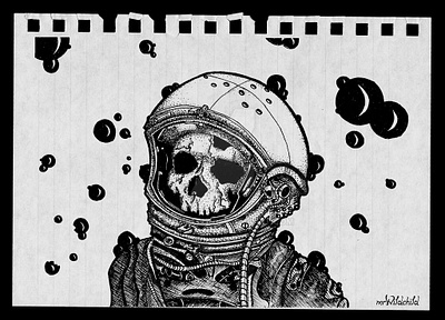 Dead Astronaut astronaut dead deadly design dot dotwork helmet scull space