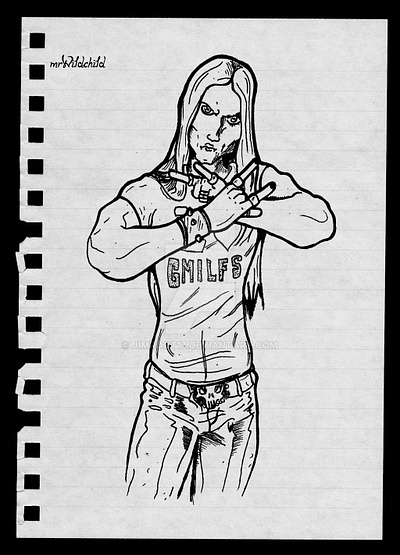 Dethklok skwisgaar cartoon character design dethklok dot dotwork metall rock skwisgaar