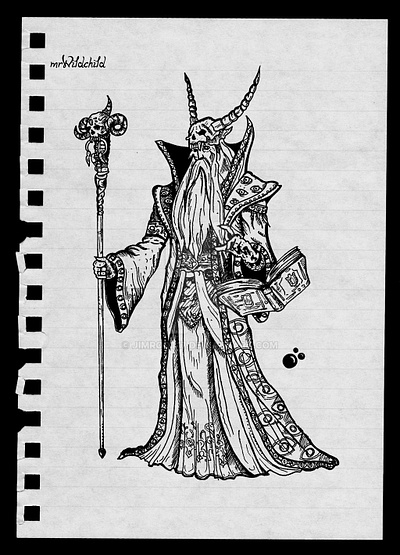 Elder Druid cartoon character design dot dotwork druid elder illustration magic magical warcraft world