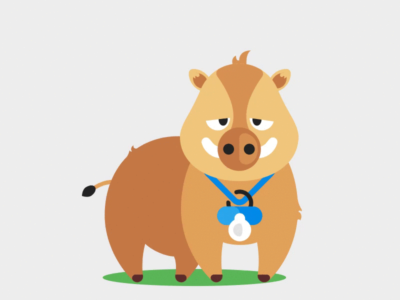 Wild boar animal animated gif flat vector