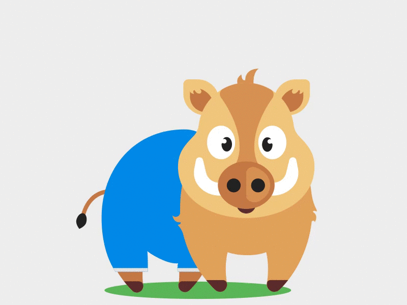 wild boar animal animated gif flat vector