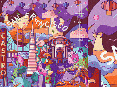 San Francisco adventure california character design city cute flat hiwow illustration landscape san francisco tourism travel vector