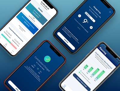 AIG Retirement Services App cards ui finance fintech app gradients ios mobile app retirement savings