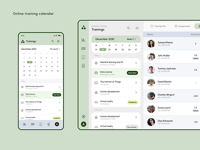 Training Calendar figma mob mobileapp ui webapp