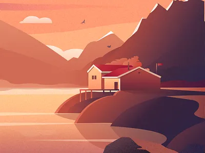 Country house on the out of Earth. My unrealized dream. best design dream dreams illustration lake mountain nature vector