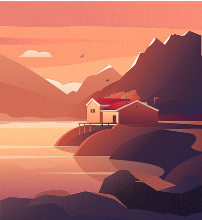 Country house on the out of Earth. My unrealized dream. best design dream dreams illustration lake mountain nature vector