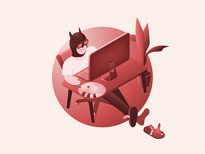 .Net developer 😊 comfort development illustration isometric tube warm workspace