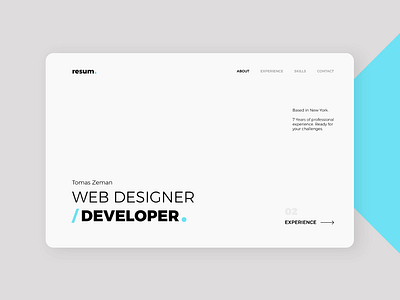 Resume - ClickAi animation app blue css cv experience html minimal presentation resume typography ui ux web web design website white