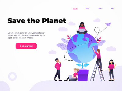 Save the planet character concept design ecology flat globe illustration planet save vector web