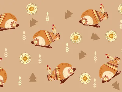 Pattern Illustration"Rabbit" with ethnic mix art design ethnic flat flat art illustration mandala pattern rabbit vector vintage