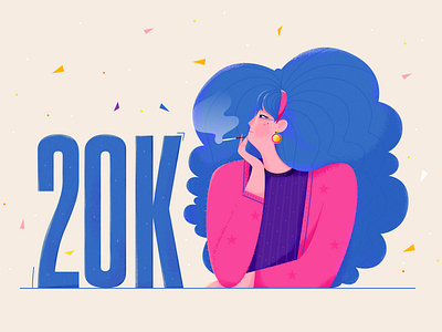 20K 20000 20k affinity designer beauty celebrate character draw fashion followers girl hair illustration lady people role smoke think thinking uran woman