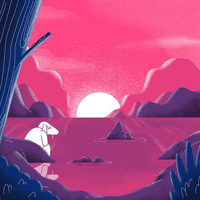 Visuel Doggo Landscape abstract art art direction artist artwork automn cartoon character design digitalart dog doggo flat illustration pattern web