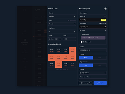 New Reservation add new admin appointment dark mode management popup reservation restaurant ui ui design ux