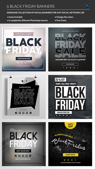 Black Friday Banners banners banners pack black friday black friday sale design ecommerce instagram banner promo promotion sales banners social media banner thanksgiving banner web banner