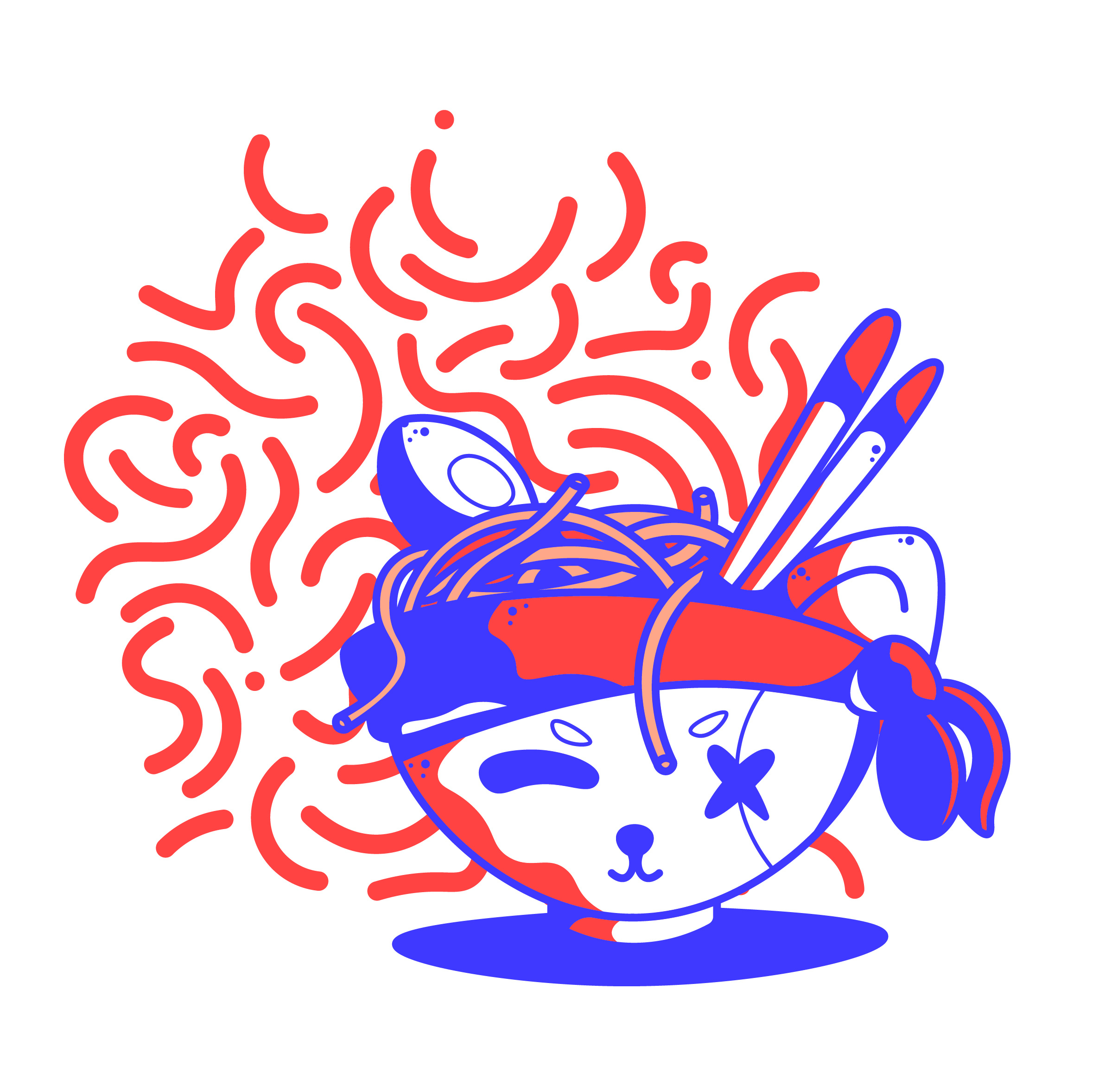 Example of Asian Noodles Vector Illustration