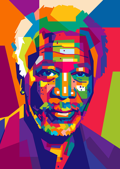 morgan freeman abstract abstract art beautiful collage colorful colors famous famous people geometric morgan freeman popart wpap