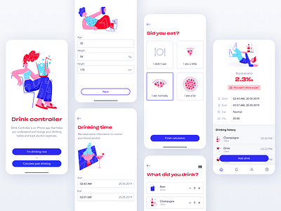 Drink controller alcohol app application controller design digital drink drinking ethworks illustration ios mobile ui user experience ux