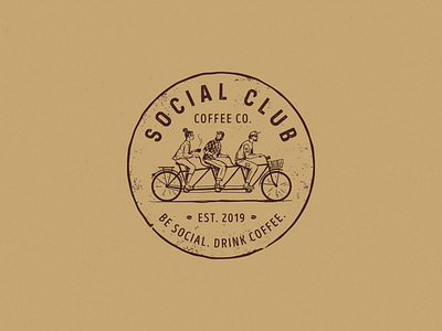 Social Club Coffee Co. bicycle bike cleverlogo coffee coffee bean craft food and drink graphicdesign grunge logo hipster logo illustration label design litvinenko studio logodesign original people retro logo smart logo typography vintage logo