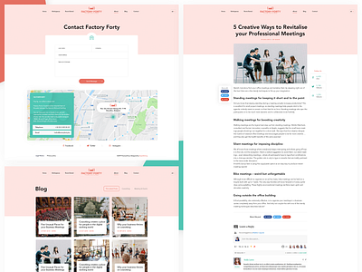 Coworking Space #3 - Contact & Blog pages blog blog design conference contact coworking design green minimalism news orange ui ux webdesign website workspace