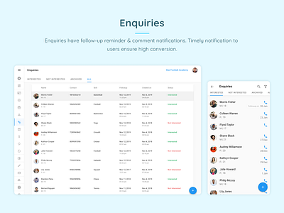 Enquiries app design enquiry followupreminder ui ux web