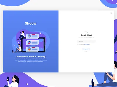 Quick Start Register 50/50 - Daily UI Challenge 007 branding collaboration daily ui dashboard design flat illustration logo minimalist minimalistic register typography ui vector webdesign website