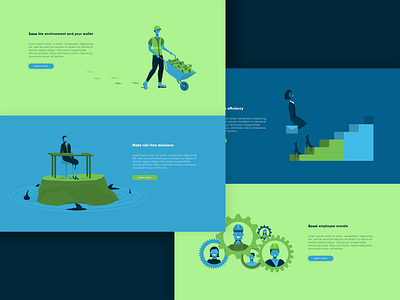 Illustrations for main business services abstract adobe illustrator art branding cartooning efficiency energy savings environment graphic design illustration morale presentation risk ui vector web design