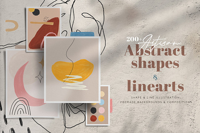 Artisan Abstract Shapes & Line Art abstract abstract shapes abstrat shapes art artisian decor design exotic floral flowers illustration line line art logo elements pastel poster shape shapes tree vector